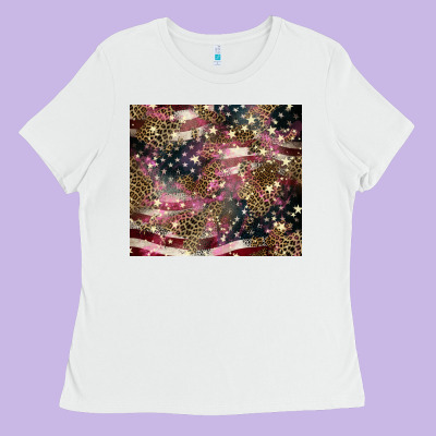 American Flag Leopard Pinktumbler Ladies Tee Designed By Howdyjamesfarm