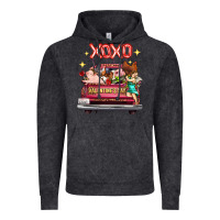 Vintage Black Valentine's Day Truck Farm Animals Cupid XOXO Vintage Hoodie - FaDigitalArtStudio