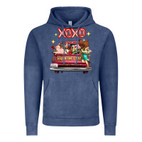 Vintage Denim Valentine's Day Truck Farm Animals Cupid XOXO Vintage Hoodie - FaDigitalArtStudio