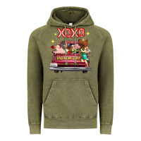 Vintage Olive Valentine's Day Truck Farm Animals Cupid XOXO Vintage Hoodie - FaDigitalArtStudio