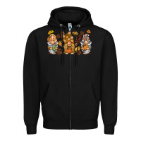 Black fall gnomies Zipper Hoodie - BarkalooDesign