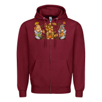 Burgundy fall gnomies Zipper Hoodie - BarkalooDesign