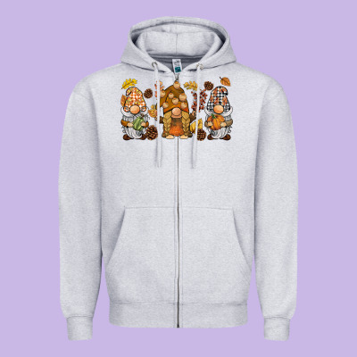 Fall Gnomies Zipper Hoodie Designed By Barkaloodesign