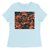 Baby Blue American flag leopard tumbler Ladies Tee - HowdyJamesFarm