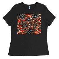 Black American flag leopard tumbler Ladies Tee - HowdyJamesFarm