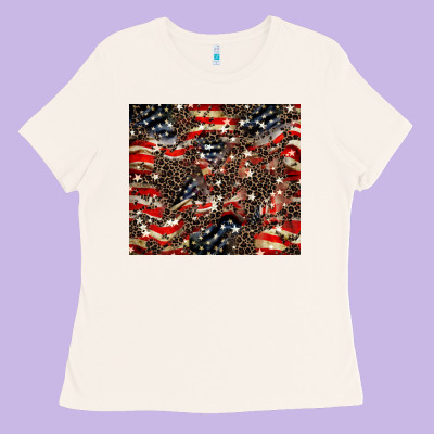 American Flag Leopard Tumbler Ladies Tee Designed By Howdyjamesfarm
