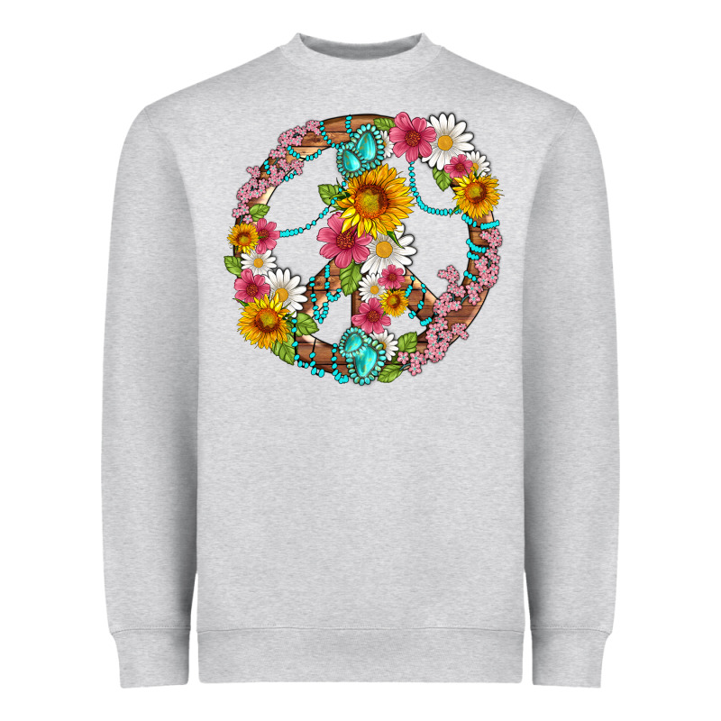 Floral Peace Sign With Gemstone Heavyweight Sweatshirt by Artiststas | Teevron