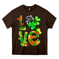 Chocolate Brown st.patrick love with clover Heavy Core Tee - NancyCooperArtShop