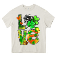 Cream st.patrick love with clover Heavy Core Tee - NancyCooperArtShop