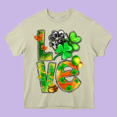St.patrick Love With Clover Heavy Core Tee Designed By Nancycooperartshop