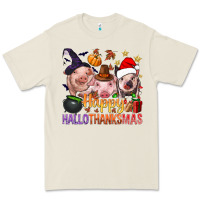 Bone Happy Hallothanksmas Pigs Premium Tee - NancyCooperArtShop
