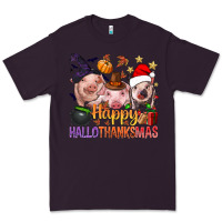 Plum Happy Hallothanksmas Pigs Premium Tee - NancyCooperArtShop