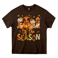 Chocolate Brown Tis' the season Fall Heifer coffee cups Heavy Core Tee - RanaPortraitStore
