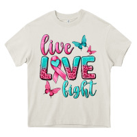 Cream live love fight breast cancer Heavy Core Tee - texasbilliewilder
