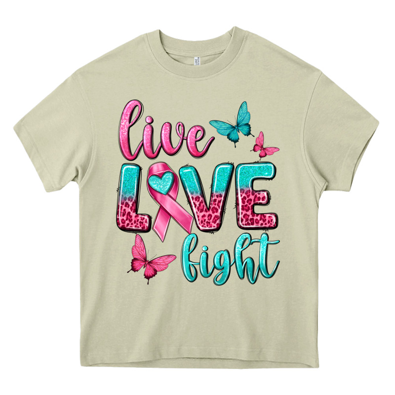 Live Love Fight Breast Cancer Heavy Core Tee by texasbilliewilder | Teevron