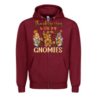Burgundy thanksgiving with my  gnomies Zipper Hoodie - BarkalooDesign