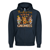 Navy thanksgiving with my  gnomies Zipper Hoodie - BarkalooDesign