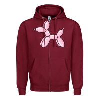 Burgundy balloon dog pink Zipper Hoodie - maiPhamDesign