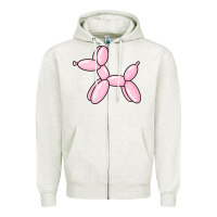 Oatmeal Heather balloon dog pink Zipper Hoodie - maiPhamDesign