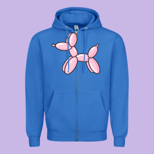 Balloon Dog Pink Zipper Hoodie Designed By Maiphamdesign