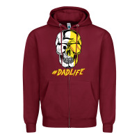 Burgundy Dad life Sugar Skull for Soccer Softball Halloween Costume Zipper Hoodie - maiPhamDesign