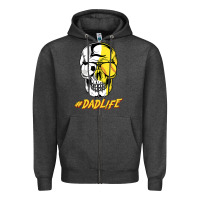 Charcoal Heather Dad life Sugar Skull for Soccer Softball Halloween Costume Zipper Hoodie - maiPhamDesign