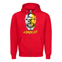 Red Dad life Sugar Skull for Soccer Softball Halloween Costume Zipper Hoodie - maiPhamDesign