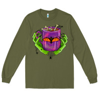 Army Green Halloween Coffee Cup With Hands Long Sleeve Tee - FaDigitalArtStudio