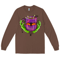 Chestnut Halloween Coffee Cup With Hands Long Sleeve Tee - FaDigitalArtStudio
