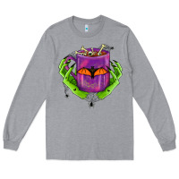 Heather Grey Halloween Coffee Cup With Hands Long Sleeve Tee - FaDigitalArtStudio