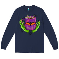 Navy Halloween Coffee Cup With Hands Long Sleeve Tee - FaDigitalArtStudio