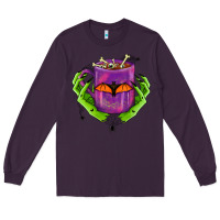 Plum Halloween Coffee Cup With Hands Long Sleeve Tee - FaDigitalArtStudio
