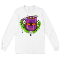 White Halloween Coffee Cup With Hands Long Sleeve Tee - FaDigitalArtStudio