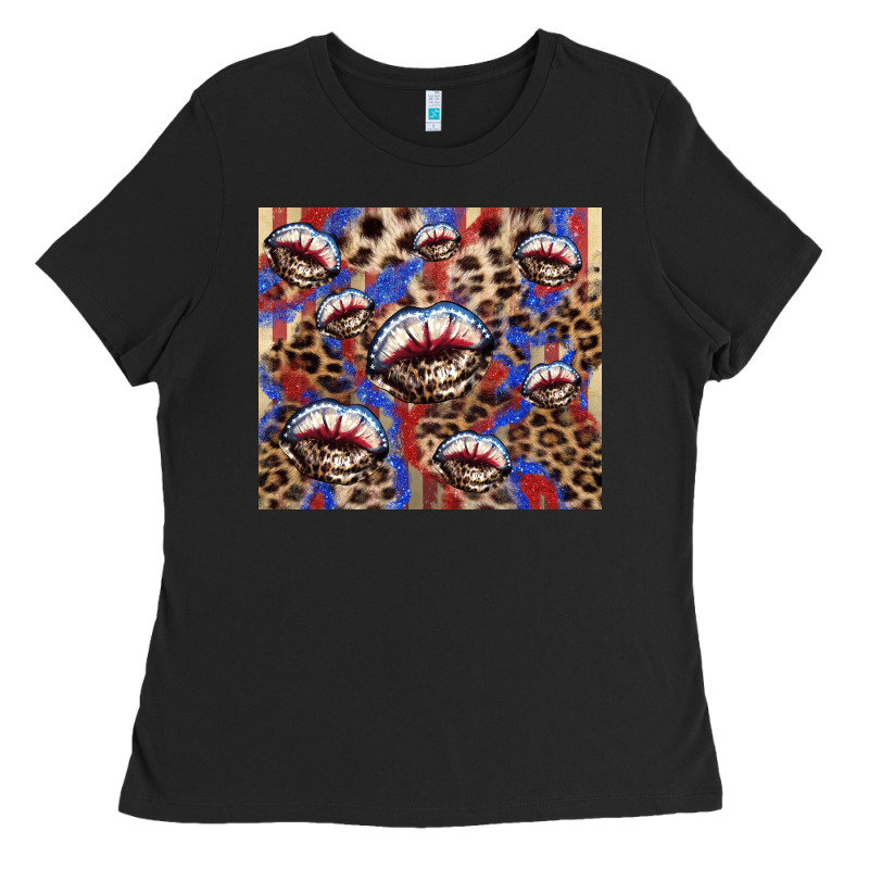 American Flag Lips Leopard  Tumbler Ladies Tee by HowdyJamesFarm | Teevron