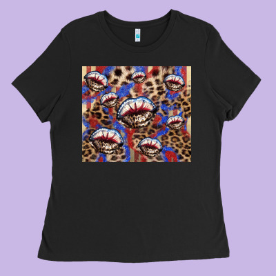 American Flag Lips Leopard  Tumbler Ladies Tee Designed By Howdyjamesfarm