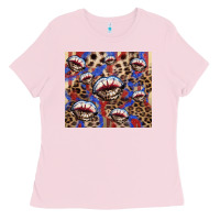 Bubblegum Pink American flag lips leopard  tumbler Ladies Tee - HowdyJamesFarm