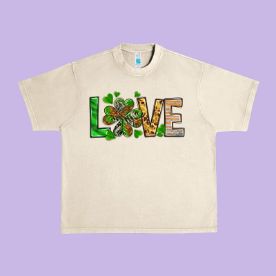 St. Patrick's Love Luck With Clover Urban Heavy Tee Designed By Howdyjamesfarm