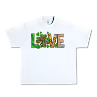 White St. Patrick's Love luck with clover Urban Heavy Tee - HowdyJamesFarm