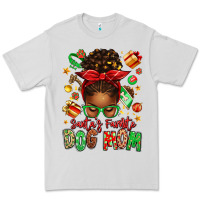 Dove Grey santas favorite dog mom afro messy bun Premium Tee - texasbilliewilder