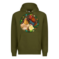 Army Green Christmas Chick Family Premium Hoodie - RanaPortraitStore
