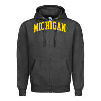 Charcoal Heather Michigan - Throwback Design - Classic , best gift, costume, halloween, Zipper Hoodie - maiPhamDesign