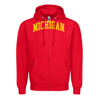 Red Michigan - Throwback Design - Classic , best gift, costume, halloween, Zipper Hoodie - maiPhamDesign