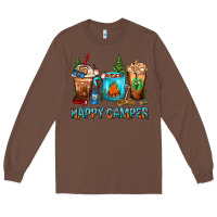 Chestnut Happy Camper Coffee Cups Long Sleeve Tee - FaDigitalArtStudio