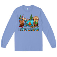 Colony Blue Happy Camper Coffee Cups Long Sleeve Tee - FaDigitalArtStudio