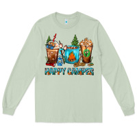 Matcha Happy Camper Coffee Cups Long Sleeve Tee - FaDigitalArtStudio