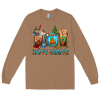 Toasted Coconut Happy Camper Coffee Cups Long Sleeve Tee - FaDigitalArtStudio