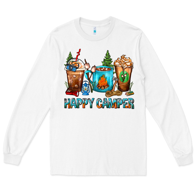 Happy Camper Coffee Cups Long Sleeve Tee by FaDigitalArtStudio | Teevron