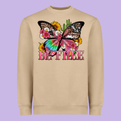 Be Free With Butterfly And Cactus Flowers Heavyweight Sweatshirt Designed By Artiststas