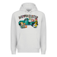 Dove Grey Happy Easter truck Premium Hoodie - CowhideDigitalArt