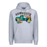 Heather Grey Happy Easter truck Premium Hoodie - CowhideDigitalArt